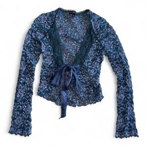 Gorgeous Ann Ferriday Vintage Blue lace fairy cardigan with tie front detail